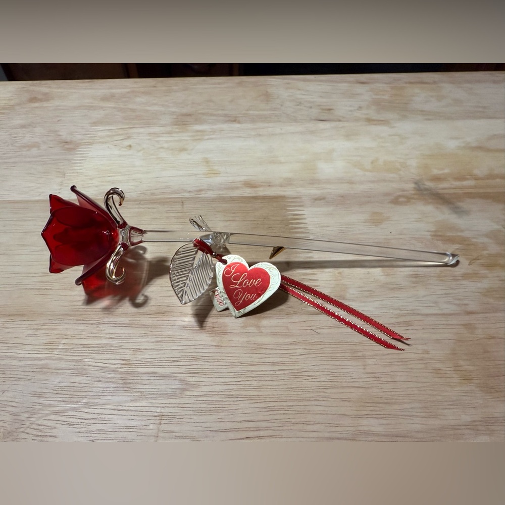 Red Glass Rose by Glass Baron